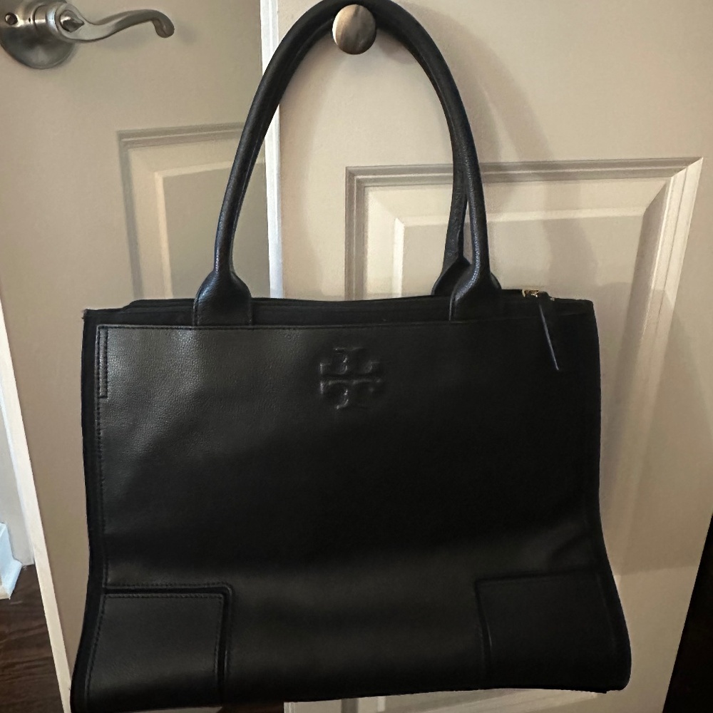 Tory Burch black leather tote bag